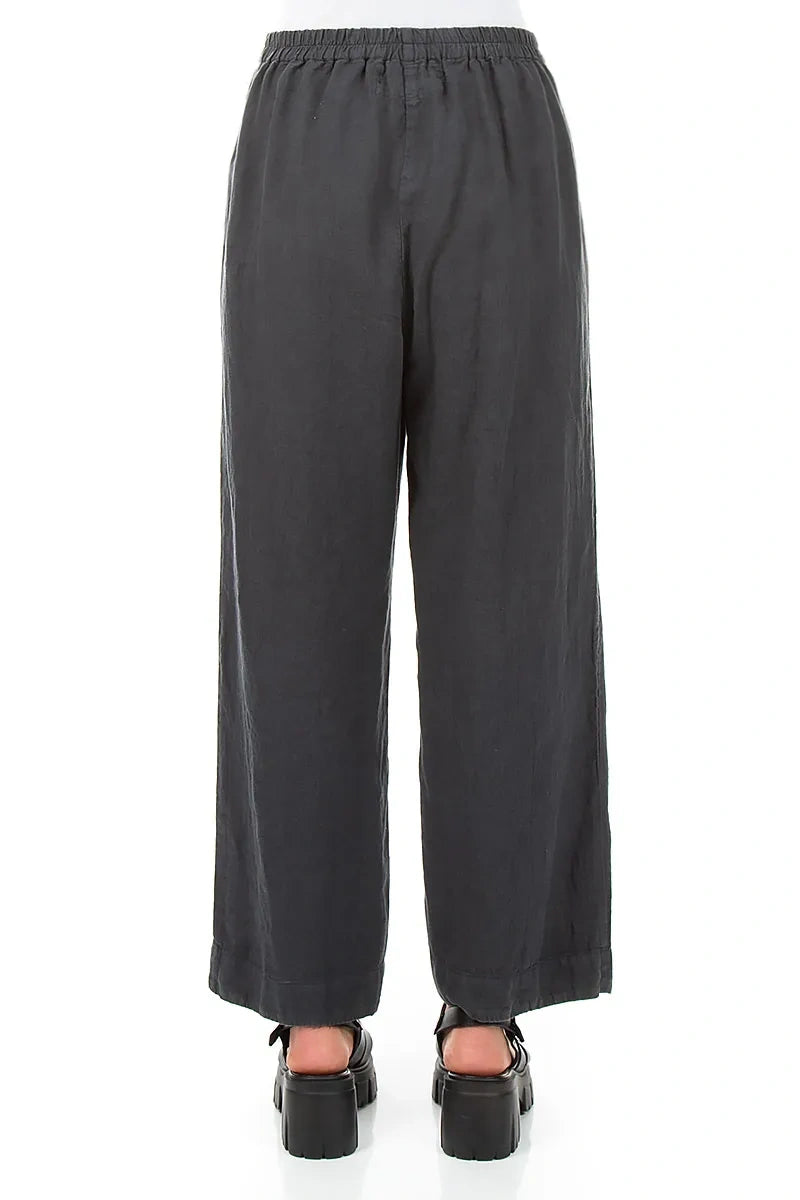 Straight Graphite Linen Trousers