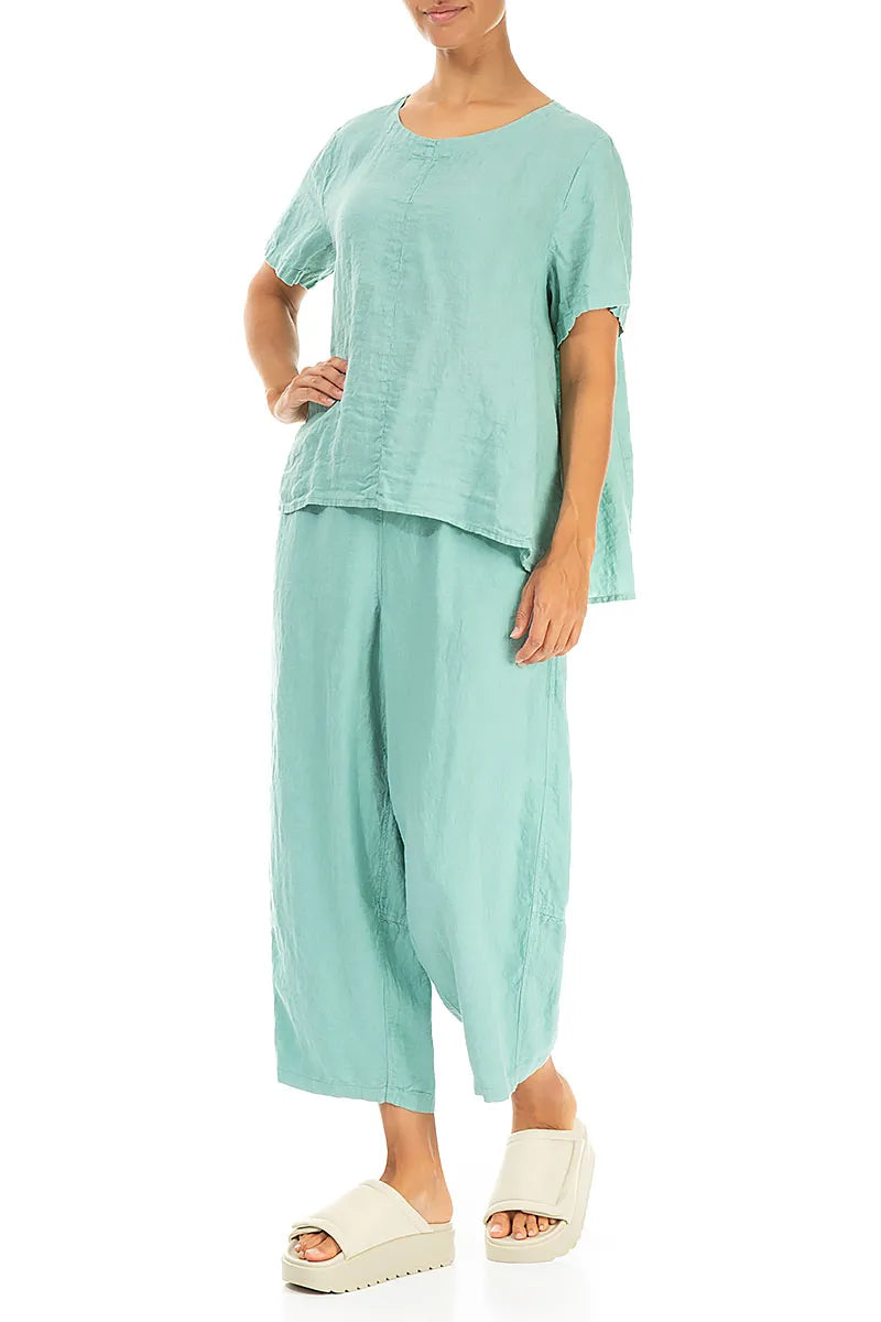 Straight Mint Linen Trousers