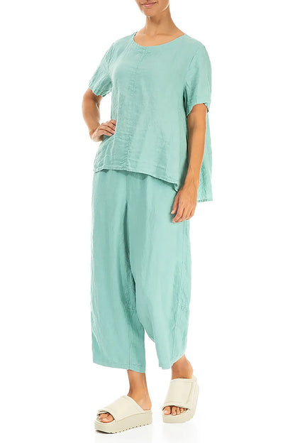 Straight Mint Linen Trousers