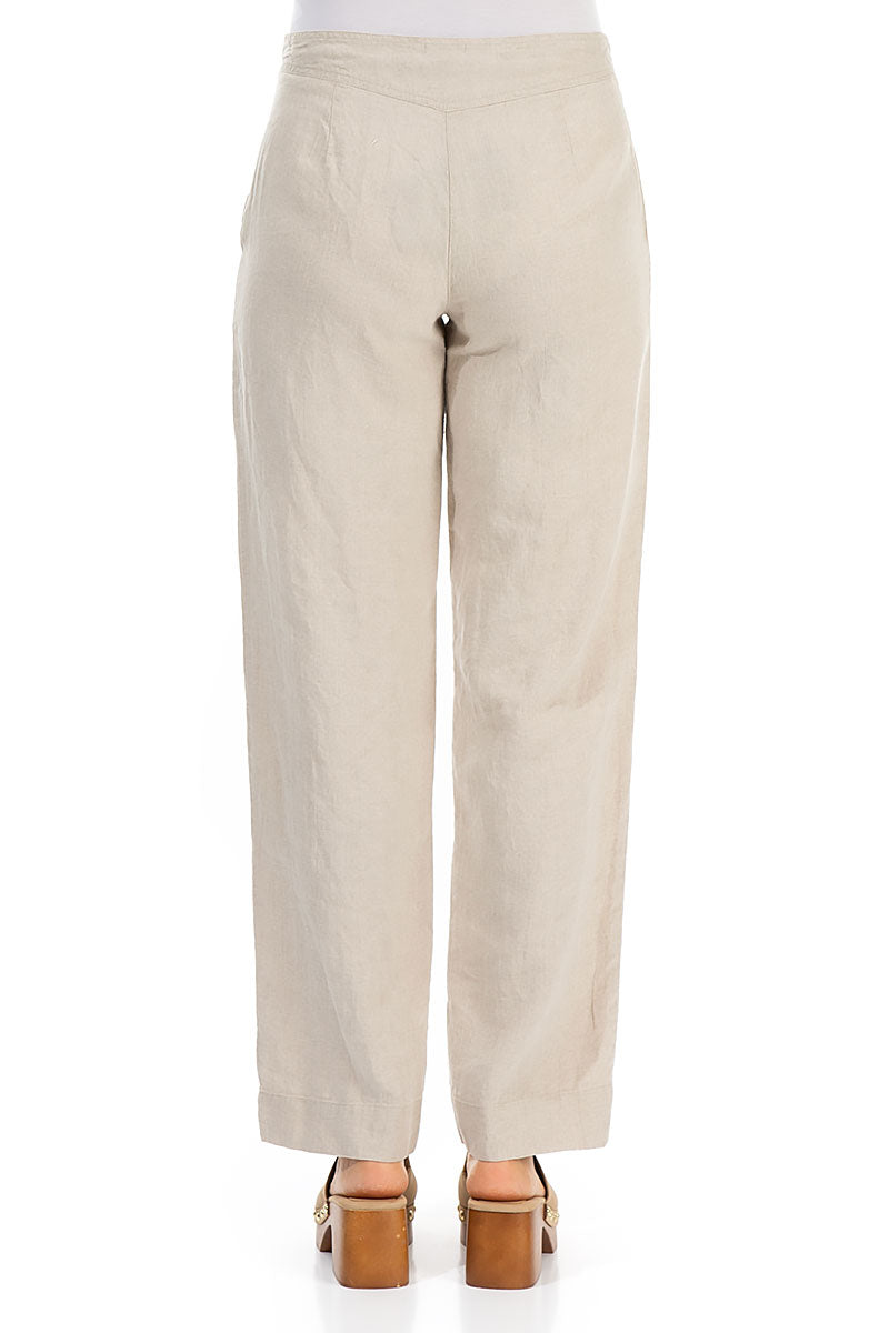 Straight Leg Natural Linen Trousers 2