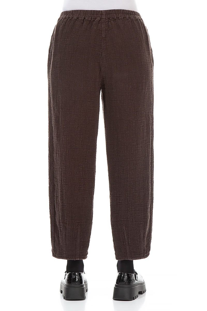 Straight Pepper Brown Heavy Linen Trousers