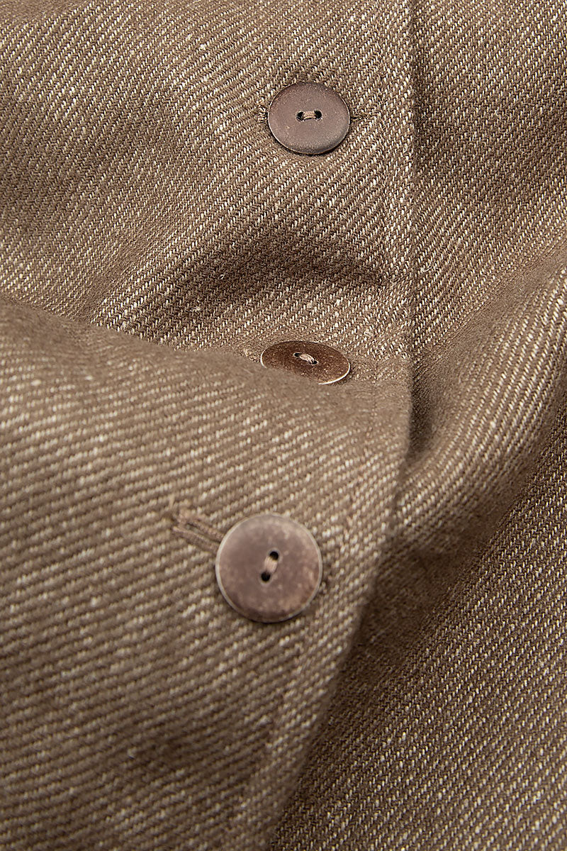 Straight Pepper Brown Wool Linen Jacket Coat 5
