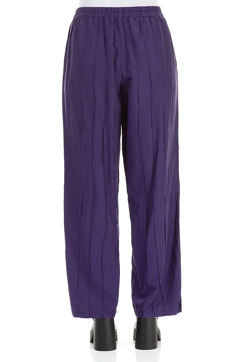 Straight Pleated Royal Purple Silk Trousers 2