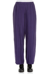 Straight Pleated Royal Purple Silk Trousers 1