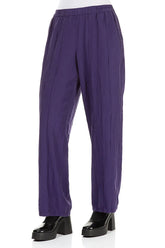 Straight Pleated Royal Purple Silk Trousers 3