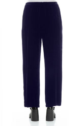 Straight Royal Purple Silk Velvet Trousers 2