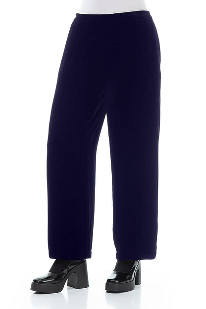 Straight Royal Purple Silk Velvet Trousers 3