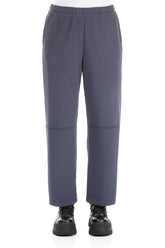Straight Slate Blue Cotton Trousers 1