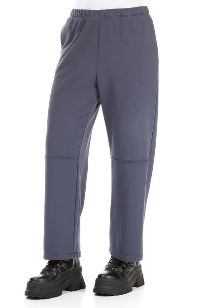 Straight Slate Blue Cotton Trousers 3