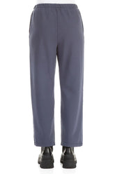 Straight Slate Blue Cotton Trousers 2