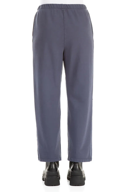Straight Slate Blue Cotton Trousers 2