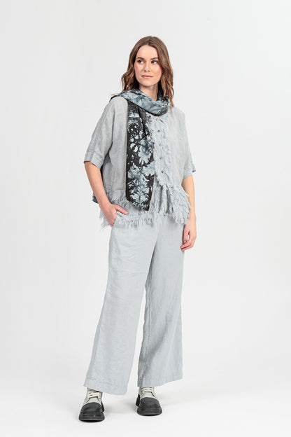 Straight Tie Up Silver Grey Linen Trousers 6