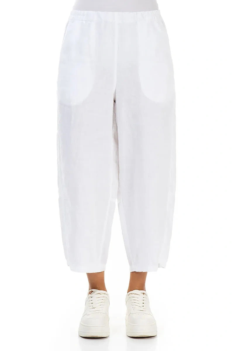 Straight White Linen Trousers