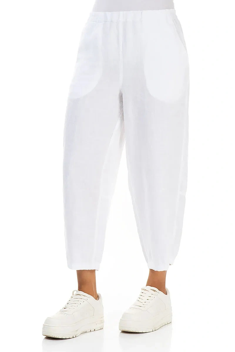 Straight White Linen Trousers 3