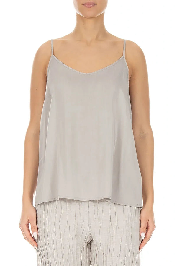 Strappy Beige Silk Bamboo Camisole Top 1
