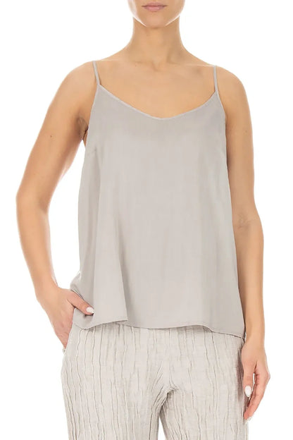 Strappy Beige Silk Bamboo Camisole Top 3