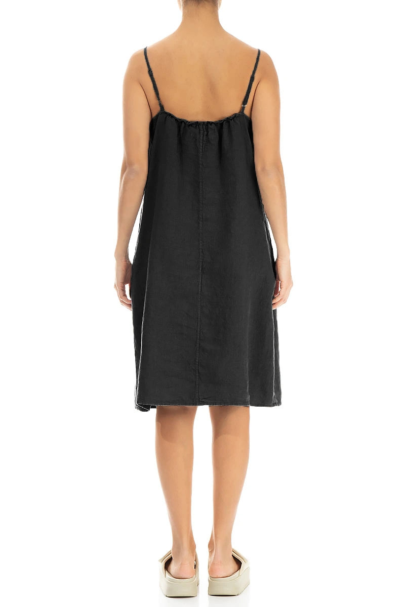 Strappy Black Linen Dress 2