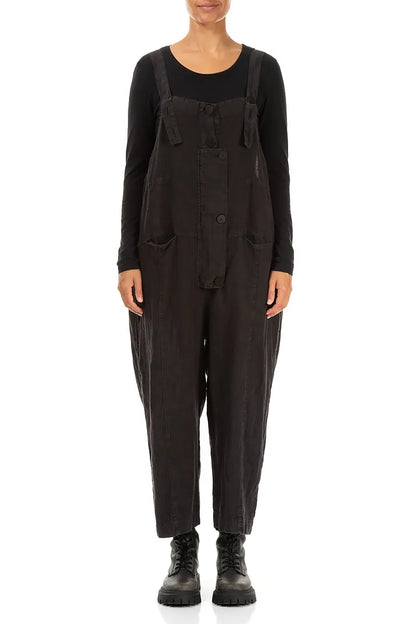Strappy Black Linen Jumpsuit 1