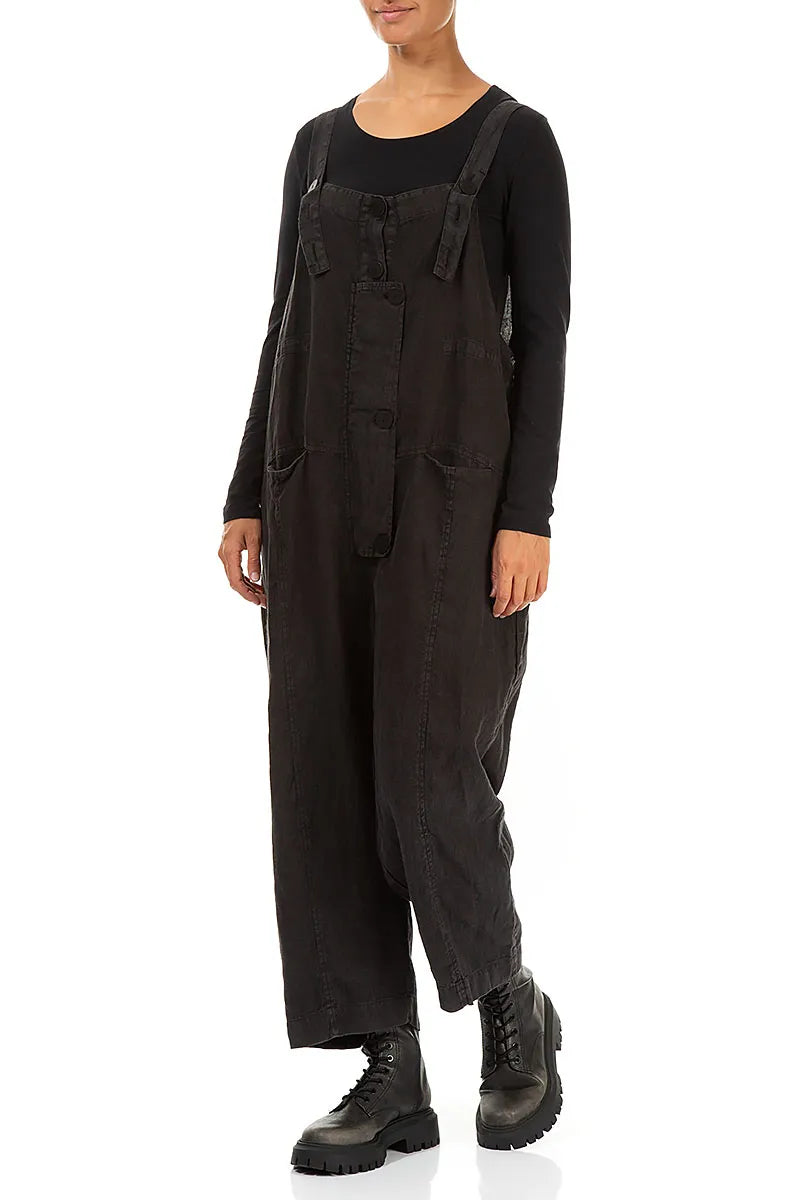 Strappy Black Linen Jumpsuit 3