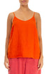Strappy Flame Orange Linen Camisole Top 1