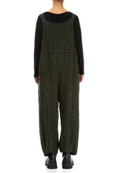 Strappy Forest Mist Check Linen Jumpsuit 2