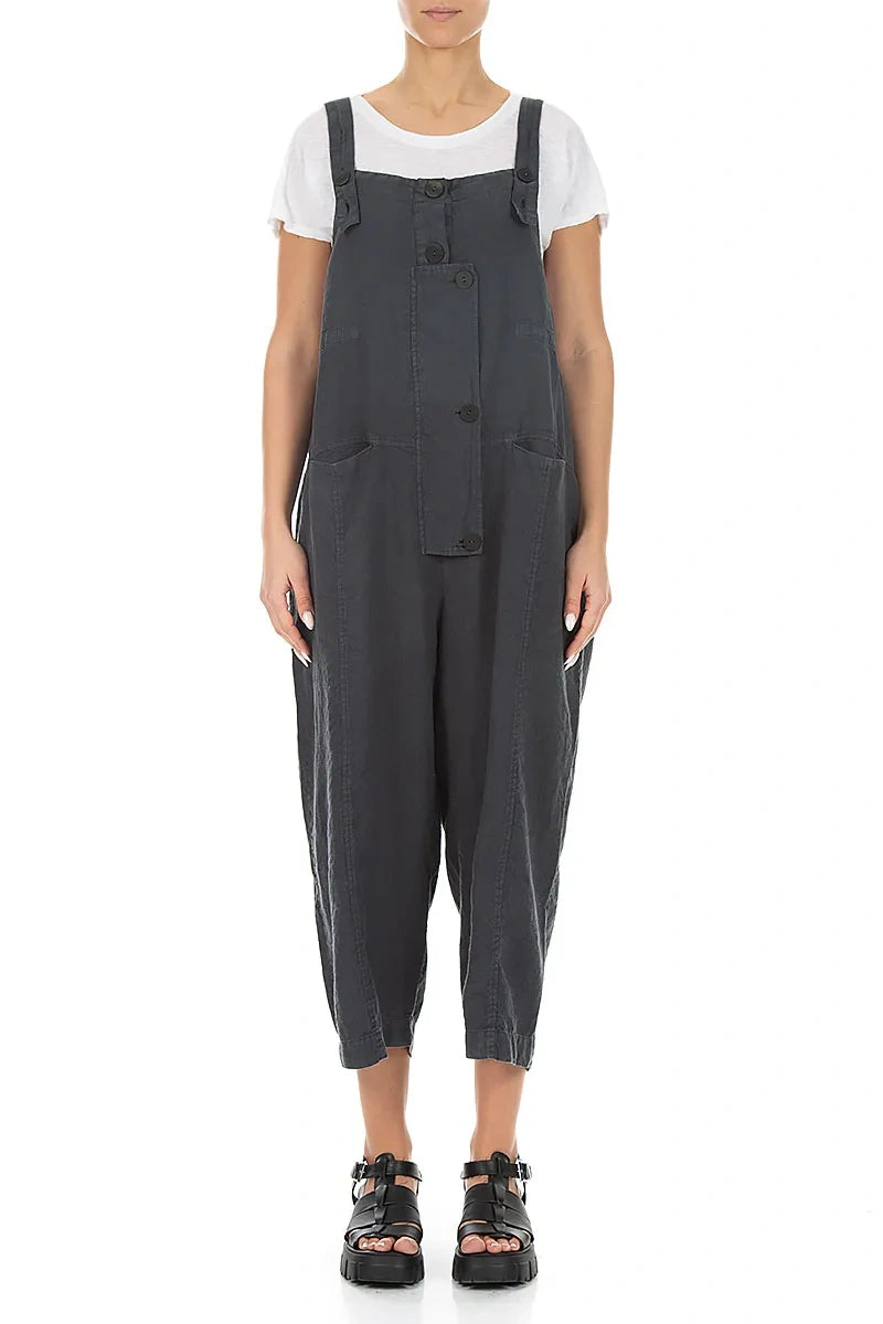 Strappy Graphite Linen Jumpsuit 1