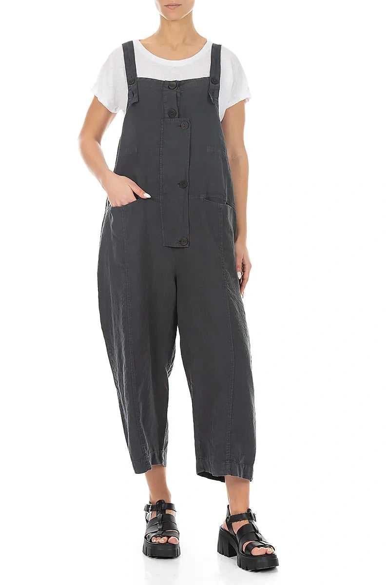 Strappy Graphite Linen Jumpsuit 4