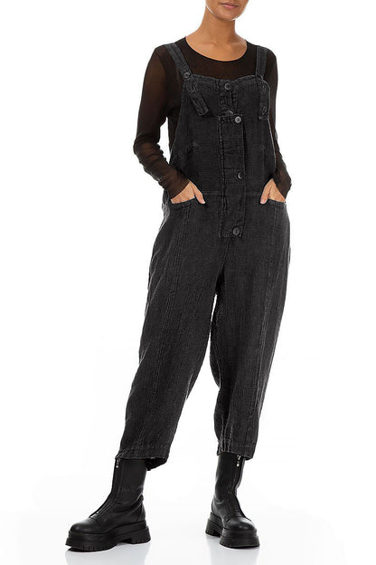 Strappy Graphite Mélange Linen Jumpsuit 4
