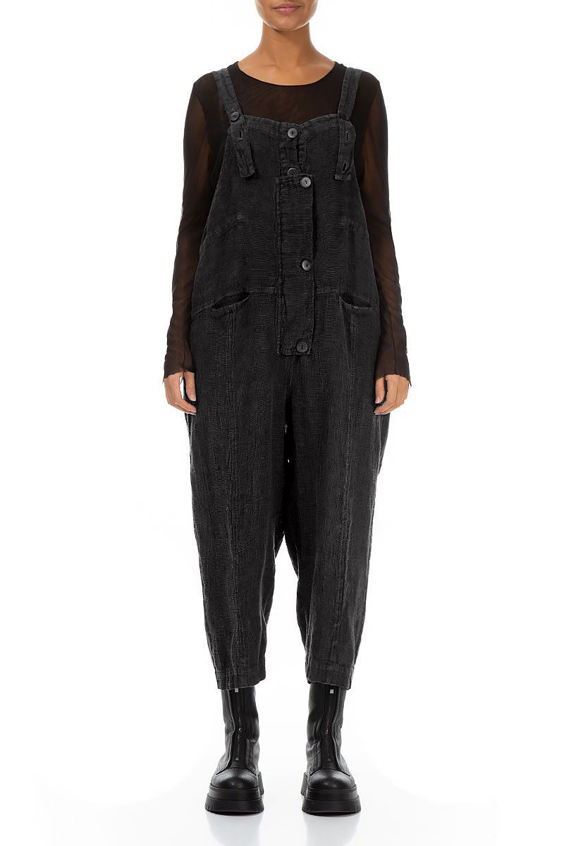 Strappy Graphite Mélange Linen Jumpsuit 1
