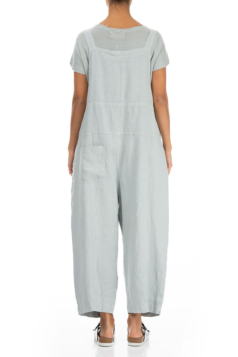 Strappy Light Grey Linen Dungaree Jumpsuit