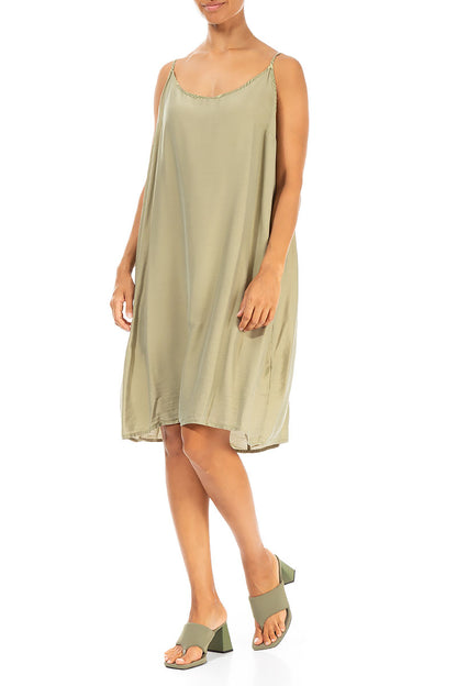 Strappy Light Khaki Silk Bamboo Dress 3
