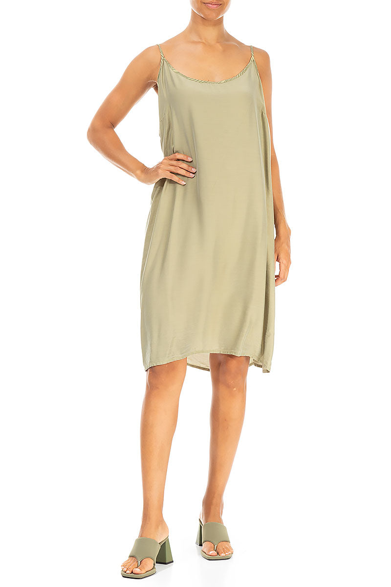 Strappy Light Khaki Silk Bamboo Dress 4