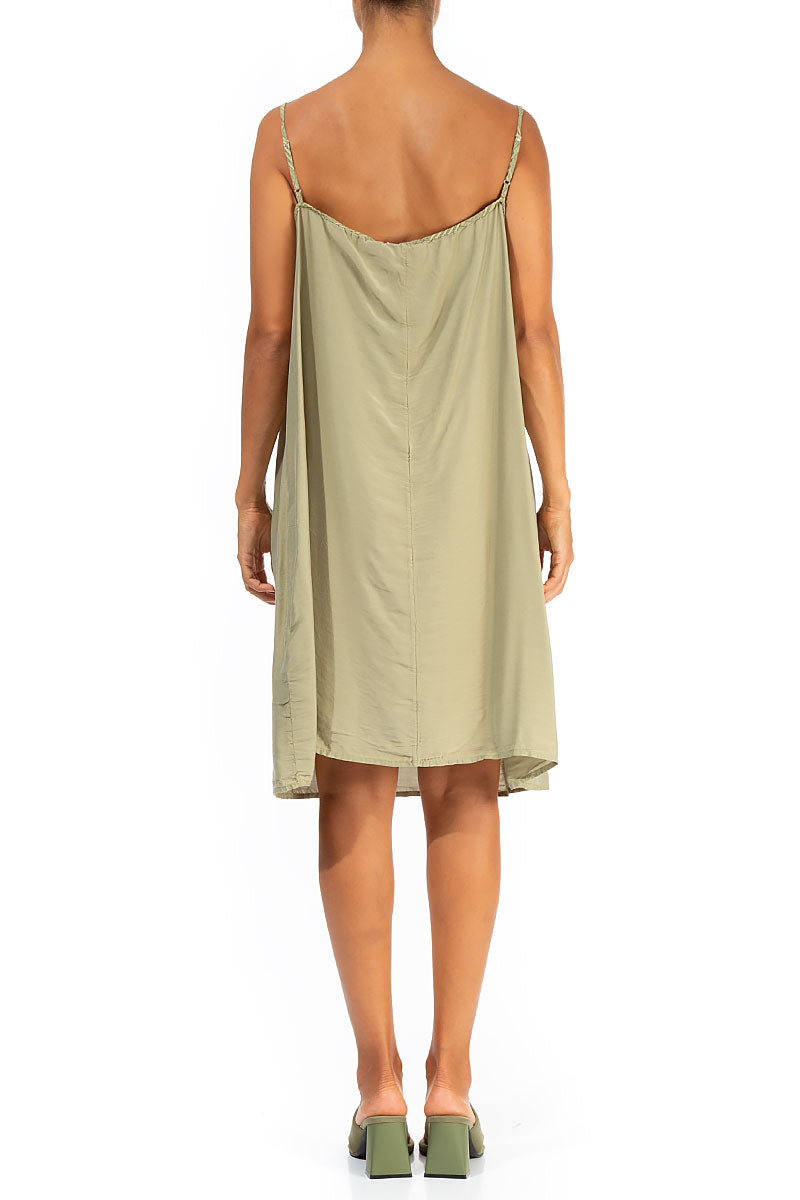 Strappy Light Khaki Silk Bamboo Dress 2