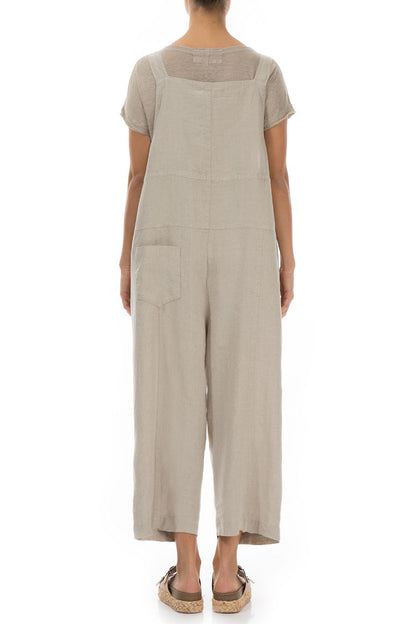 Strappy Natural Linen Dungaree Jumpsuit