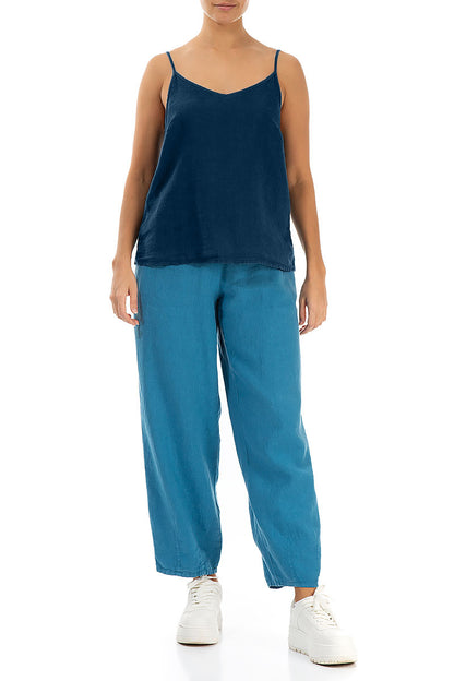 Trägertop aus Leinen in Marineblau