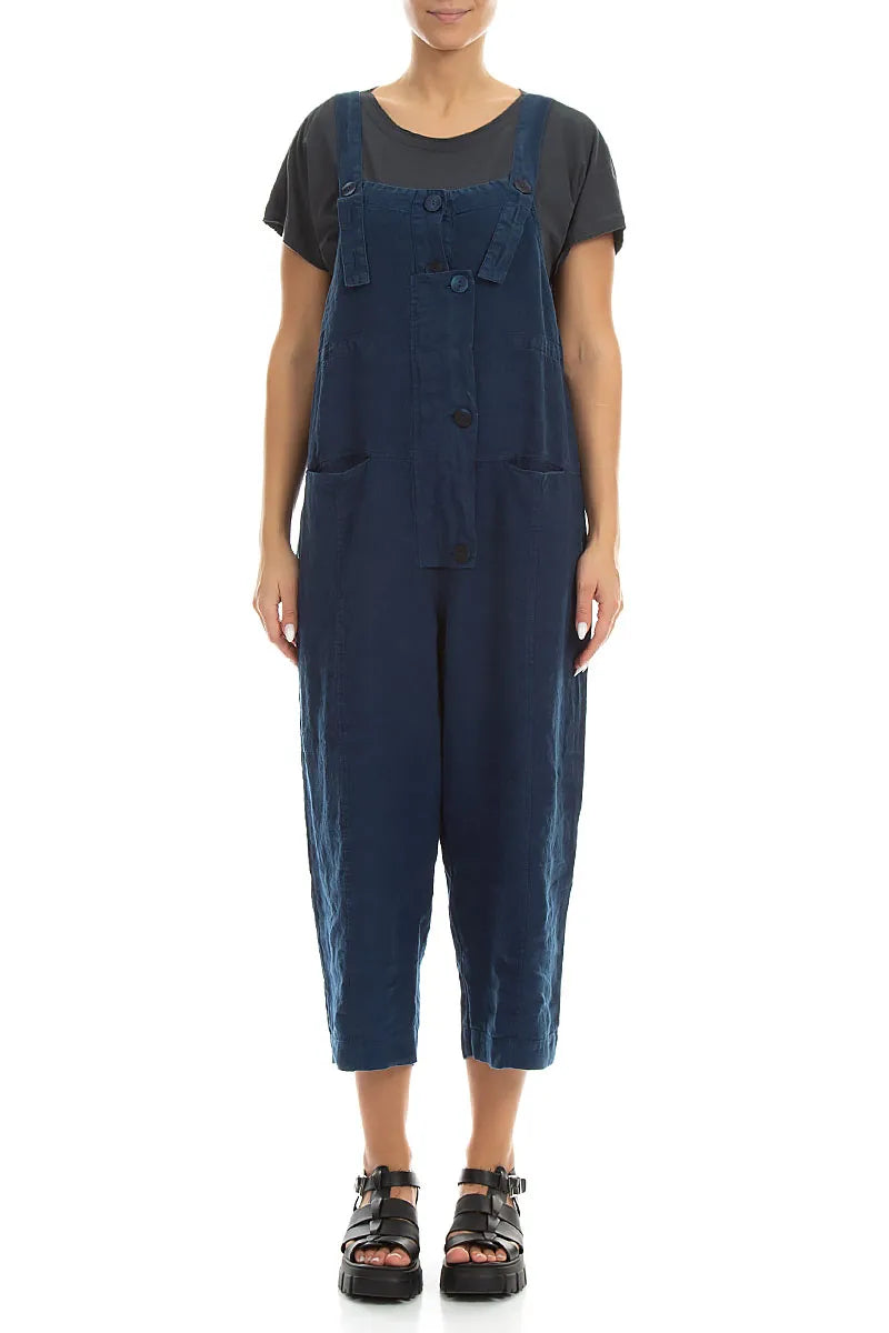 Strappy Navy Linen Jumpsuit 1