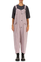 Strappy Pink Check Linen Jumpsuit 1