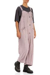 Strappy Pink Check Linen Jumpsuit 3