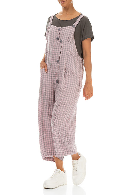 Strappy Pink Check Linen Jumpsuit