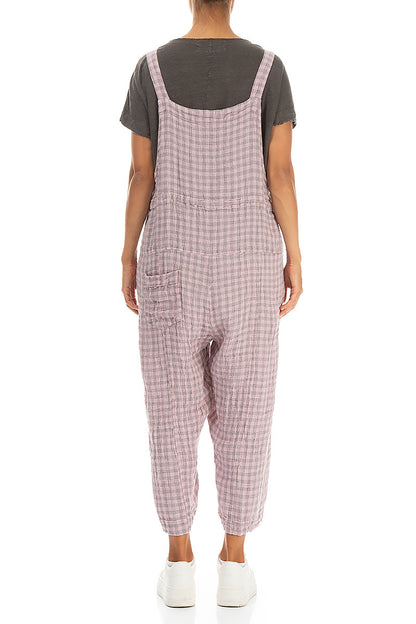 Strappy Pink Check Linen Jumpsuit