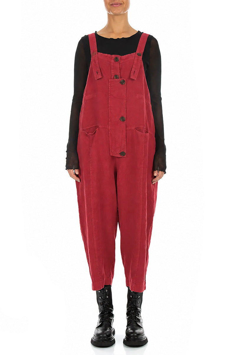 Strappy Ruby Linen Jumpsuit