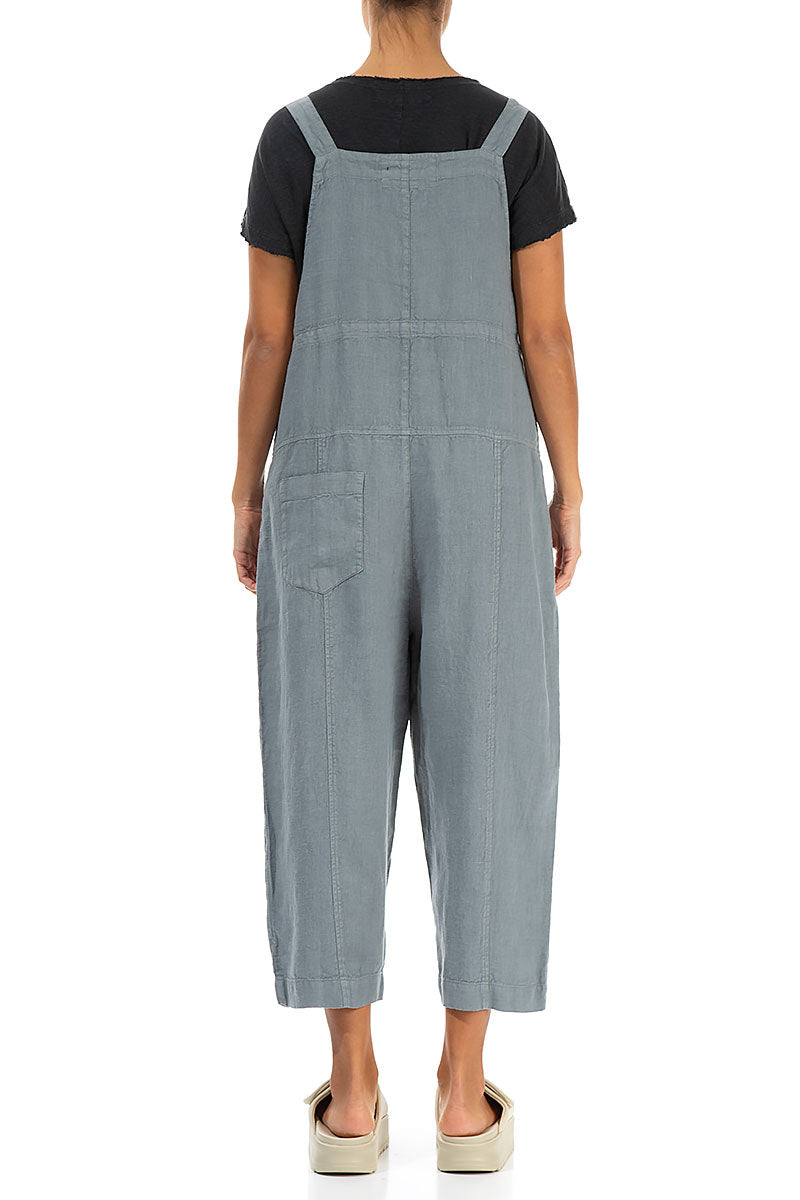 Strappy Sage Linen Dungaree Jumpsuit