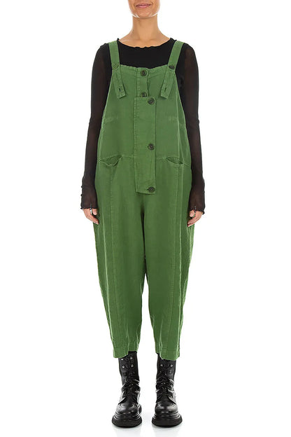 Strappy Shamrock Green Linen Jumpsuit