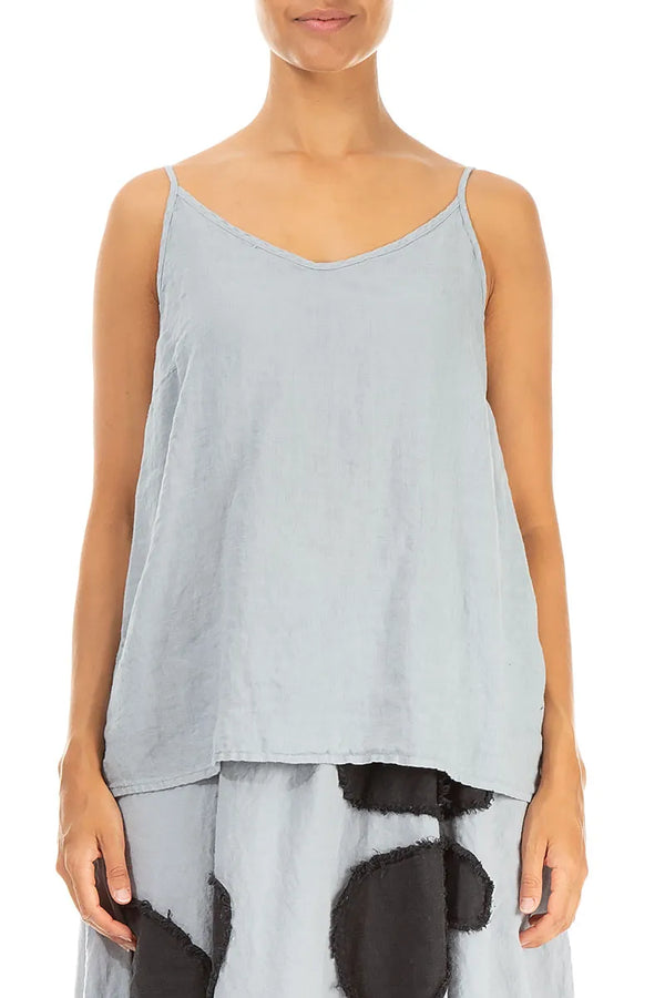 Strappy Silver Grey Linen Camisole Top 1