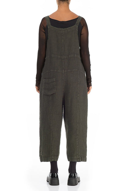 Strappy Silver Sage Mélange Linen Dungaree Jumpsuit