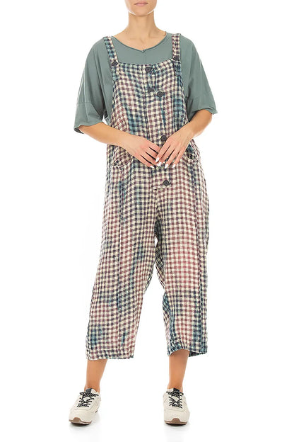 Strappy Vintage Check Linen Jumpsuit