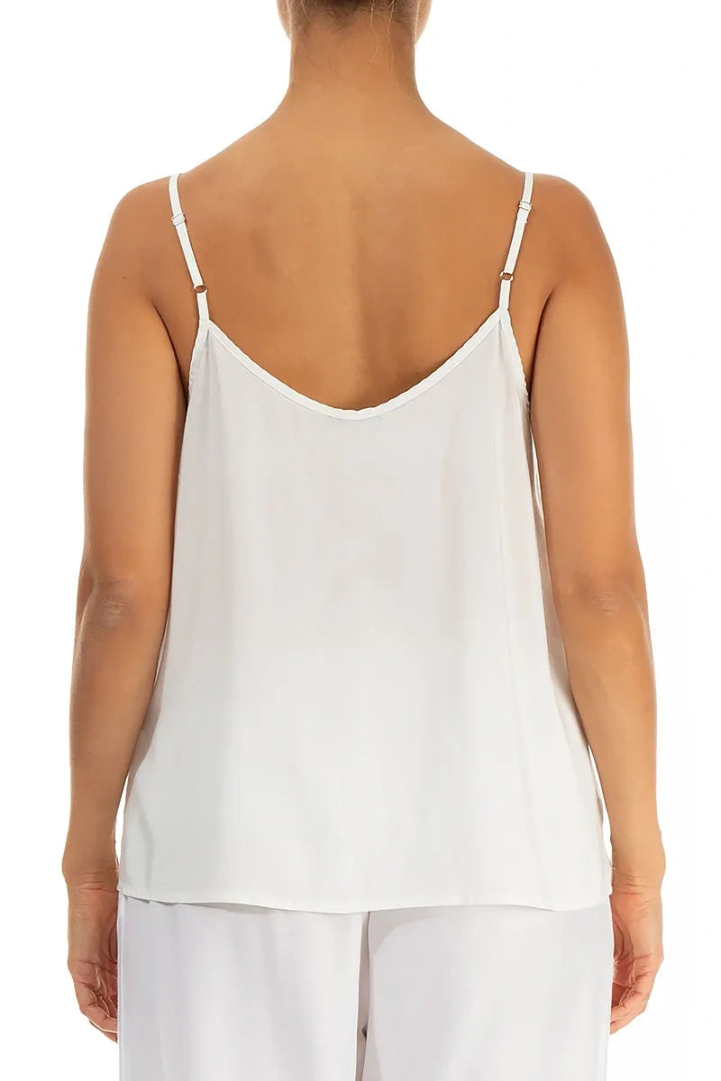 Trägerloses weißes Seiden-Bambus-Camisole-Top