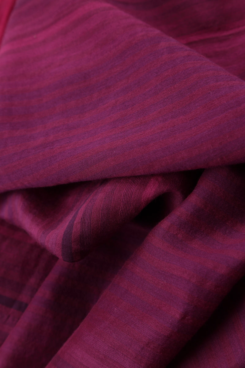 Stripy Magenta Silk Cotton Scarf