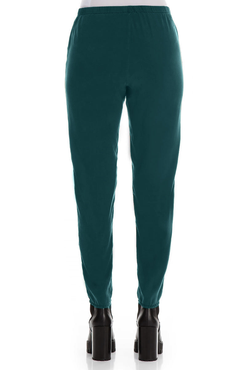 Stylish Emerald Silk Leggings