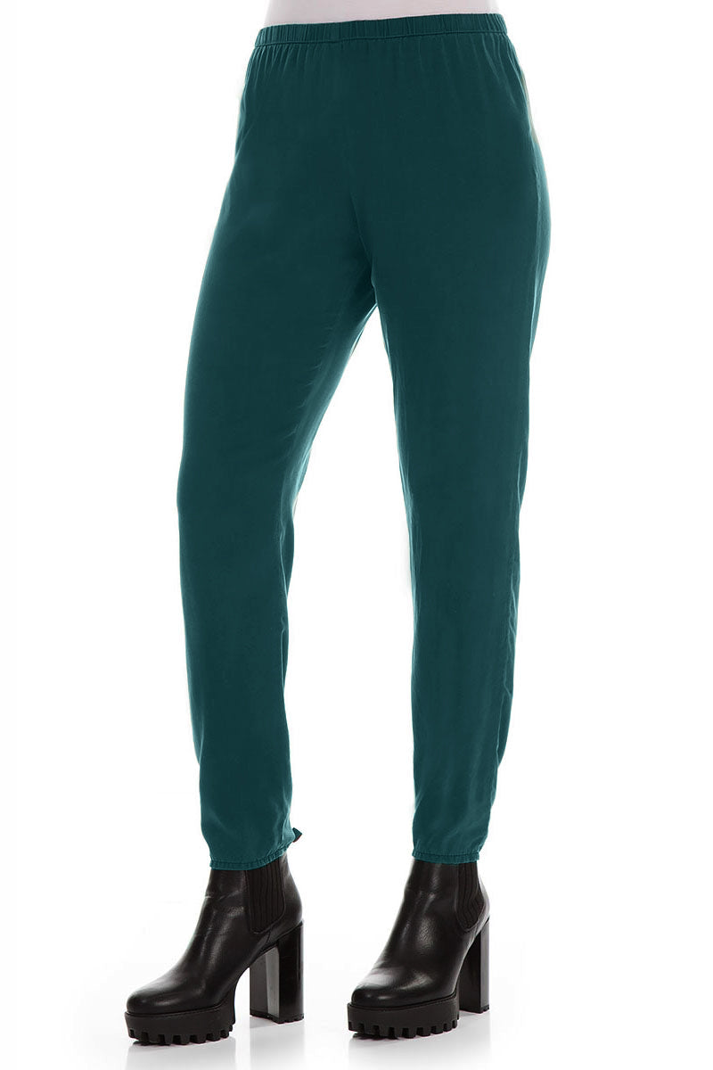 Stylish Emerald Silk Leggings